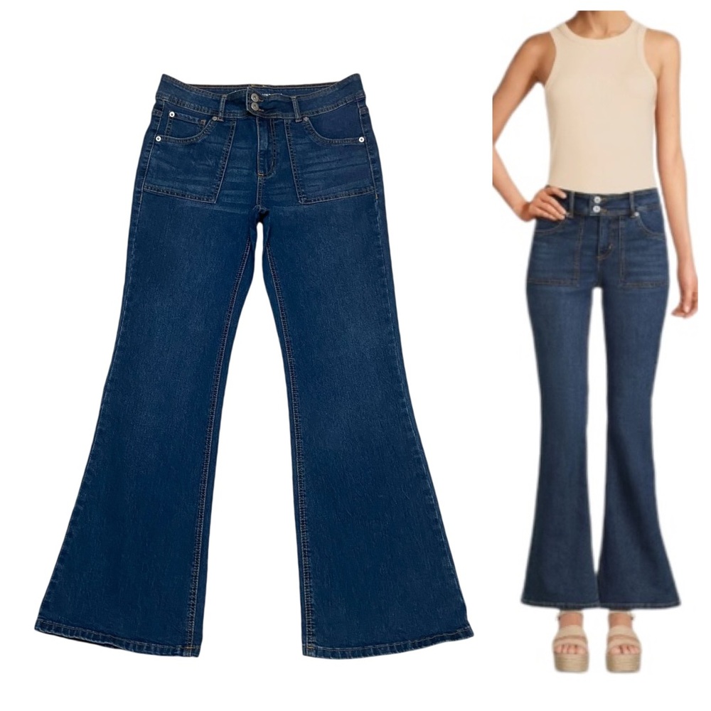 No Boundaries Flare Jeans Low Rise Patch Pocket Jeans